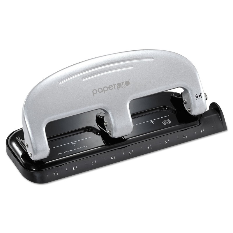 Paperpro-Bostitch 2220 inPRESS 3-Hole Punch, 20-Sheet Capacity, Black/Silver