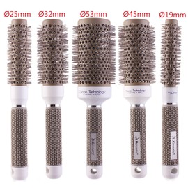 Juego de cepillos térmicos redondos, profesionales de nano cerámica y barril iónico, 5 tamaños diferentes