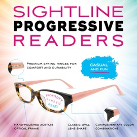 Sightline Progressive Reading Glasses for Women Premium Optical Acetate Frame Orange Tortoise 2.00