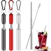 Set of 3 Telescopic Stainless Steel Straws, Stainless Steel Straws, Reusable, Portable Metal Drinking Straws, Telescopic Straws with Cleaning Brush and Metal Box (10-22.5 cm)