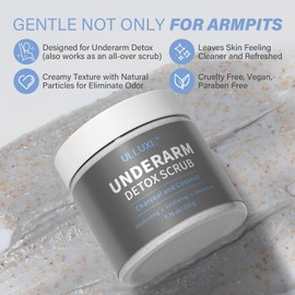 Underarm Detox Scrub with Charcoal, Armpit Scrub for Women & Men Dark Armpits Spots Remover Odors, Deodorant Body Scrub Also for Bikini Areas Inner Thighs Exfoliating & Moisturizing, 7.7 oz