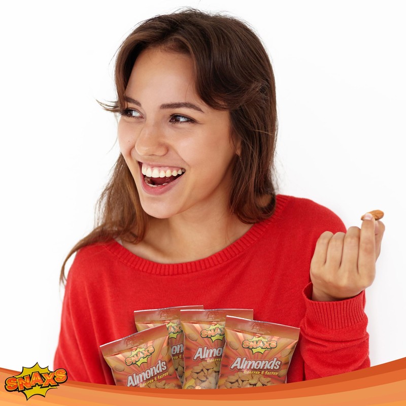 Snaxs Roasted Almond Nuts 180g - Salted Nuts with Fibre,