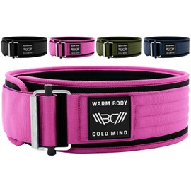 WARM BODY COLD MIND 4" Self Locking Weight Lifting Belt - Approved for Olympic Weightlifting, Waist/Back Support for Men Women, Powerlifting Gym Deadlift Bodybuilding Crossfit Training Squat