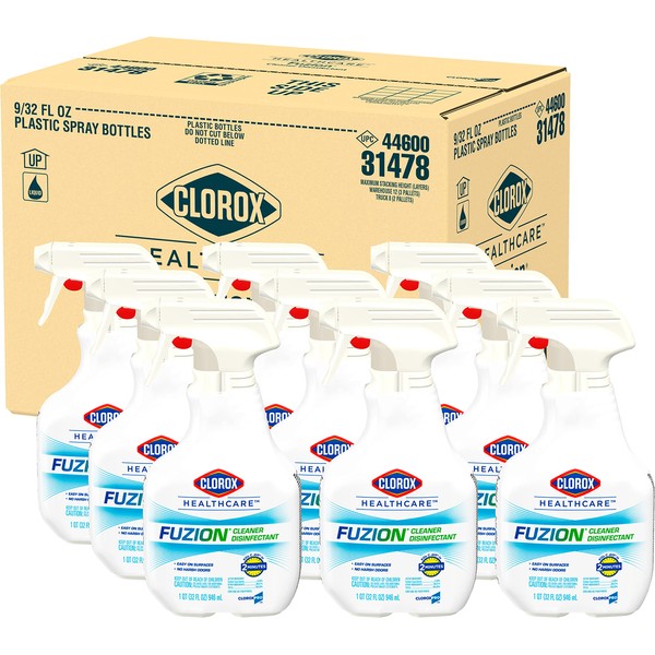 CloroxPro Healthcare Fuzion Cleaner Disinfectant Spray, Healthcare Cleaning and Industrial Cleaning, Clorox Disinfecting Spray, 32 Ounces Each (Pack of 9) - 31478
