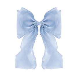 Große Haarschleifen Clips für Damen, helle Haarspangen Schleife aus Seide, langer Schwanz französisches Haarband, Bow Hair Clip, Haar-Accessoires für Mädchen (Blau)