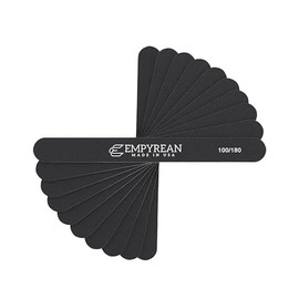 Empyrean Premium Nail Files | Made in USA | Coarse 100/180 Medium | Disinfectable Washable Reuseable | Black Cushion File (10 Pack)