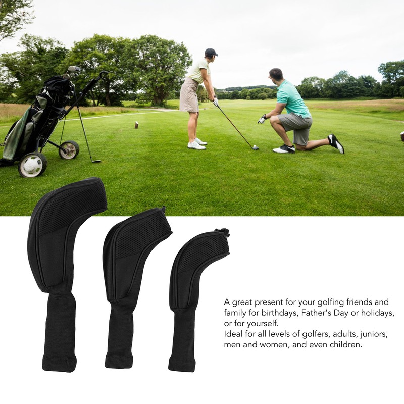 3Pcs Golf Club Head Covers 1 3/5 UT Breathable Mesh