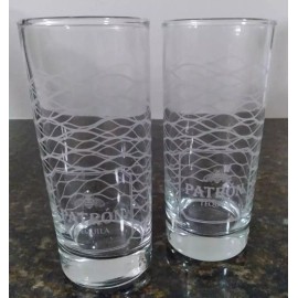 Patron NEW! Set of (2) Patron Tequila Highball Glasses w/ Logo - Liquor Barware