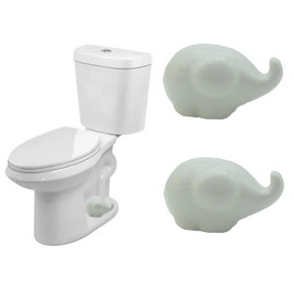 2 Pcs Ceramic Elephant Toilet Floor Bolt Caps, Cute Animal Toilet Bolt Covers Decorative for Bottom, Decorative Bathroom Easy Installation