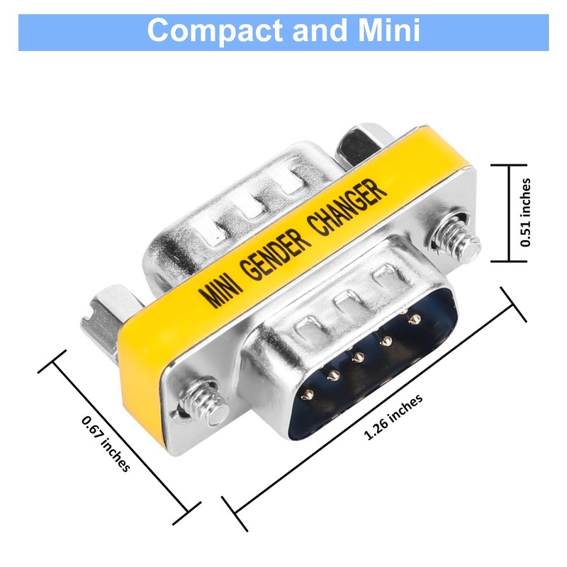 ENUODA 2 Pack Gender Changers 9 Pin Male to Male