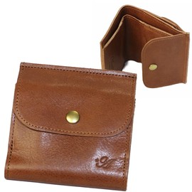 Amitie AMT-107 Tochigi Leather, Made in Japan, Nume Leather Bifold Wallet, Women's Wallet, Men's Long Wallet, Unisex Model, Small Wallet, Coin Purse, Spring Wallet, Genuine Leather Wallet (Brown)