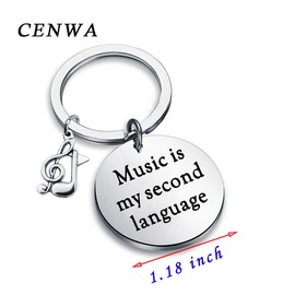 CENWA Music Lover Gift Musician Jewelry Music Is My Second Language Music Note Keychain Gift for Music Teachers Artists and Musicians Music Enthusiast Solo Artist Gift (Music is my second language K)