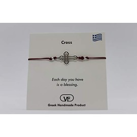 Greek Orthodox Cross Adjustable Macrame Red Thread Bracelet