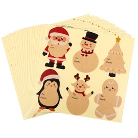 96pcs Christmas Name Tags for Gifts, Christmas Tags Stickers Self-Adhesive Xmas Name Label Natural Kraft Paper Stickers Christmas Name Tags Stickers for Gifts Kraft Gift Decorations