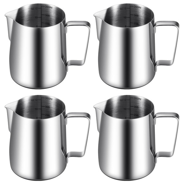 Dandat 4 Pcs Milk Frothing Pitcher Espresso Steaming Pitchers 12