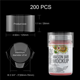Shrink Wrap Bands for Bottles Jars Seals Shrinkable Plastic Sealer Heat Shrink Bands Cap Seal for Jars Bottles Mouth Shrink Bag Refillable Shrink Wrap Container（200 Pieces，4.92 x 1.1 Inch，125 x 28mm）
