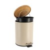 Metal Waste Bin with Fall Brake 2.5 L Taupe Bamboo