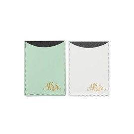 Mrs. & Mrs. Passport Holder Set - Mrs and Mrs Passport Holders, Leather Passport Holders (White and Mint)