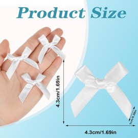 White Satin Ribbon Bows 200 pcs Wrapping Silk Bow for Sewing Scrapbooking Christmas Wedding Gift Wrapping Candy Treat Bags Decoration