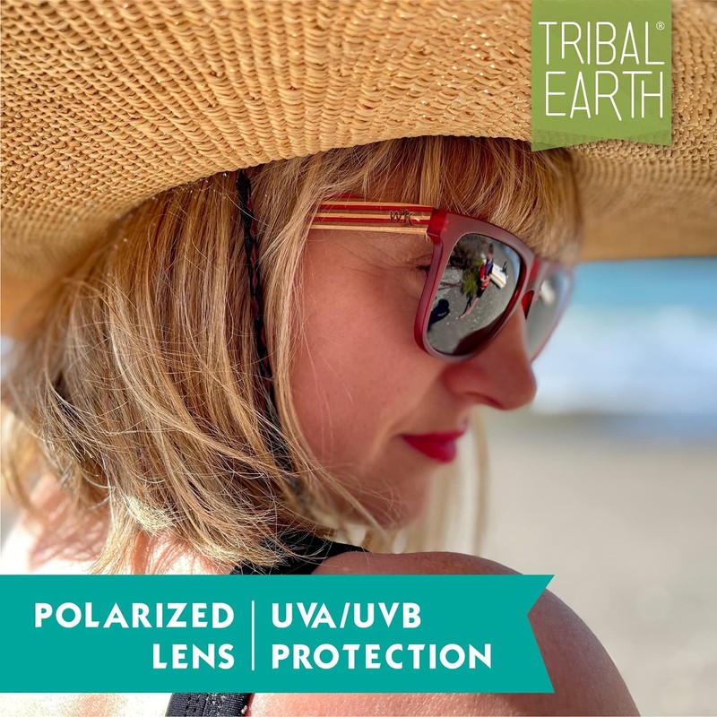 TRIBAL EARTH Wood Sunglasses Polarised for Men and Women with