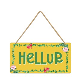Decorative Hellur sign Funny hanging sign Welcome sign Hellur door sign Porch sign Funny porch sign Patio sign Round door hanging Wooden 12 * 6 inch sign For home coffee Beer bar