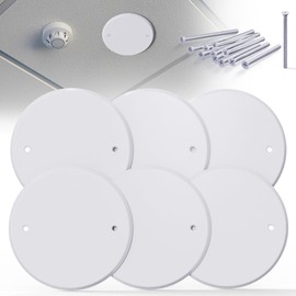 Wuno Shop 6 Pcs Smoke Detecte Cover Plate, 5 Inch Metal Round Blank Ceiling Cover Plate, Junction Box Covers For Outlet And Wall Light Hole, Electrical Box Covers With Hole Spacing 3.5 Inch
