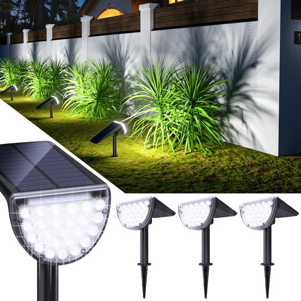 ROSHWEY Solar Spot Lights Outdoor, 600LM Landscape Spotlights for Yard Garden Pathway Walkway Driveway
