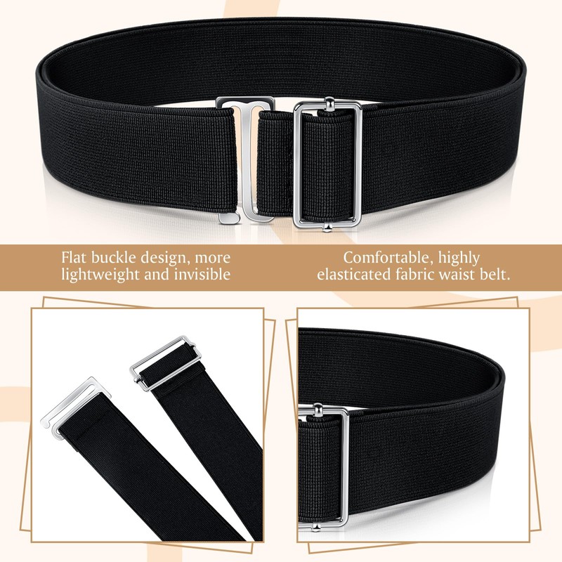 AiQInu Pack of 2 Elastic Belts for Men and Women,