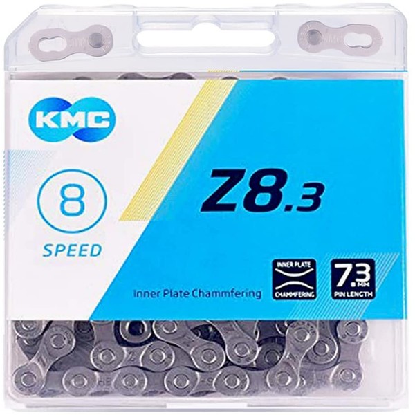 KMC Bicycle Chain, Z8.3RB Rust Proof Chain, 7.8 SPEED, Light Gray, Medium
