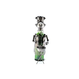 WINE BODIES BBQ Barbecue Chef Metal Wine Bottle Holder Character, Charcoal