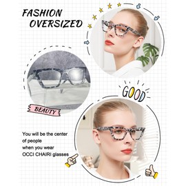 OCCI CHIARI Oversized Womens Reading Glasses(1.25 Demi) Retro Cat Eye Readers(1.0 1.25 1.5 1.75 2.0 2.25 2.5 2.75 3.0 3.5 4.0 5.0 6.0)