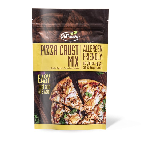 AiPeazy - Flatbread Pizza Crust Mix - With Tigernut Flour - Non-GMO - No Gluten, Soy, Eggs, Grains, Dairy, Nuts, or Seeds - Suitable for Gluten Free, Paleo, Vegan, and Aip Diets - 10.3 Ounce Package