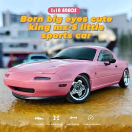 FLYCOLOR LD1804 RC Drift Car 1:18 Scale Mini MX-5 RWD 2.4GHz Miata RC Vehicles with Gyro and LED Lights for Adults Hobby Toys (Pink)