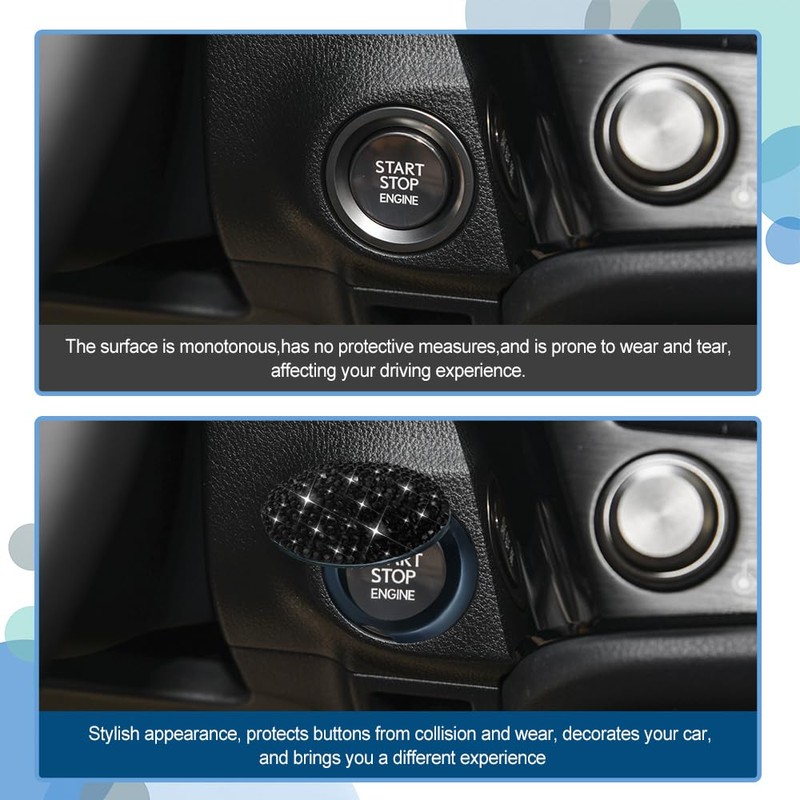 PACLVIO Bling Car Engine Start Button Cover, Car Start Protective