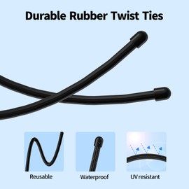 9 Pcs 6 Inch Rubber Twist Ties, Heavy Duty Twist Ties with Strong Steel Core Wires Inside, Reusable Rubber Twist Ties for Bundling and Holding, Multi-Function Cable Ties Used Indoors and Outdoors