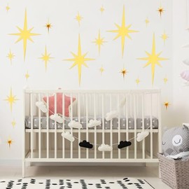 YUXIANLB 92 Pcs Gold Star Wall Decals Mirror Stickers for Walls, Removable 3D Acrylic Mirror Wall Stickers for Living Room, Sparkle Star Decals for Wall Home Bedroom Decor- 5 Sizes