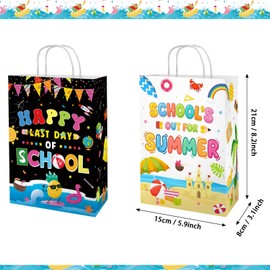 12 Pcs School's Out for Summer Gift Bags with Handle End of School Year Party Goodie Bags Summer Theme Paper Bags for Last Day of School Party Decoration Supplies