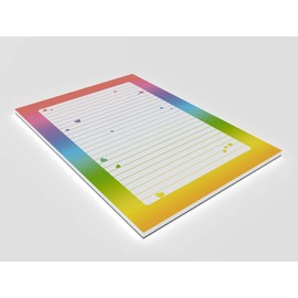 You Decide Writing Paper Girls (50 Sheets) DIN A4 Lined Writing Pad Letter Pad Colour Gradient Hearts Colourful Rainbow Children Adults Pad Writing Paper Love Letter Pad Gift