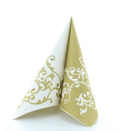 Fancy Serviettes, Gold-White Table Decoration, Wedding Decoration, Folded Serviettes, Pack of 50, 40 x 40 cm