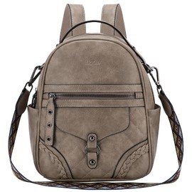 Small Backpack Purse for Women,VASCHY Cute Vegen Leather Mini Backpack for Lady with Guitar Shoulder Bag Handbag Strap Khaki