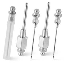 XIHIRCD 5pcs Grease Needles Nozzles, Stainless Steel Grease Gun Needle Nozzle with 2 NPT Threaded Narrow Needle Dispenser Bearing Grease Applicator Needle for Narrow Space Deep Metal