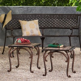 Christopher Knight Home Mckinley Outdoor Cast End Tables, 2-Pcs Set, Shiny Copper