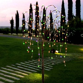 FUCHSUN 4.6 FT 200 LED Solar Lighted Willow Tree Outdoor, Light Up Weeping Willow Tree Garden Pathway Lights, Outside Decor Home Patio Yard Party Wedding Christmas Decorations (Multicolored)