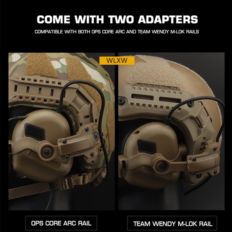 Multi-Angle Rotation Tactical Helmet Rail Adapter for Tactical Headset Fit