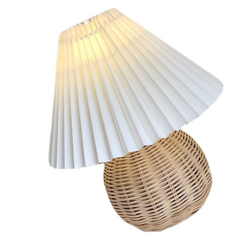 Mingzhe Rattan Pleated Table Lamp - Vintage Aesthetic - Brown