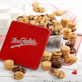 Mrs. Fields Cookies Classic 90 Nibbler Bites-Sized Cookie Tin - Includes 5 Different Flavors, pack of 102