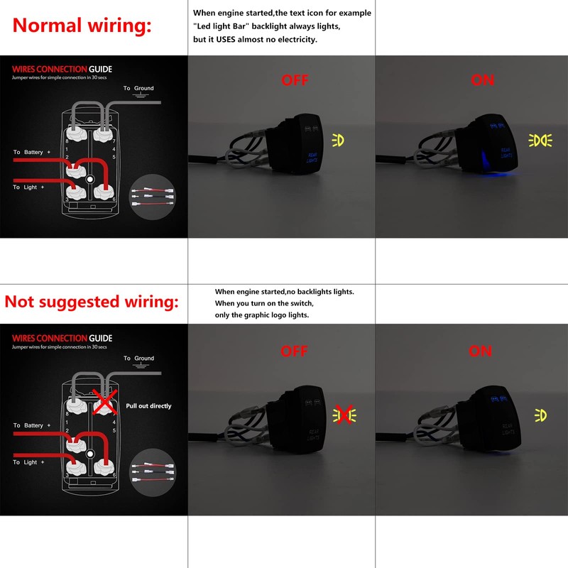 WeiSen Stereo Rocker Switch Kit, On/Off LED Light, 5 Pin