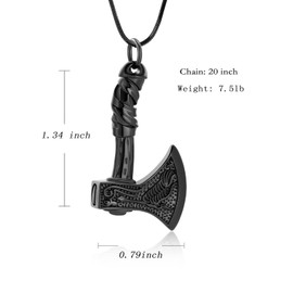 Cremation Jewelry Axe Necklace Amulet Pendant with Stainless Steel Chain Urn Necklace Pendant Keepsake Memorial Ashes