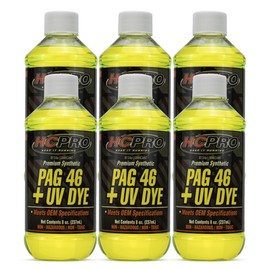 HCPRO PAG 46 UV Dye A/C Compressor Oil – High-Viscosity Leak Detection Lubricant for Auto A/C Systems, Professional-Grade PAG 46 Lubricant for Compressor Protection & System Maintenance (6)