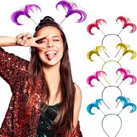 Lecute 12 Diademas Mechon Colitas Fiesta Pelo Loco Diadema Disfraz Batucada Neon Llamativo Divertido Fiestas Tematicas Antro Carnaval Festival Concierto